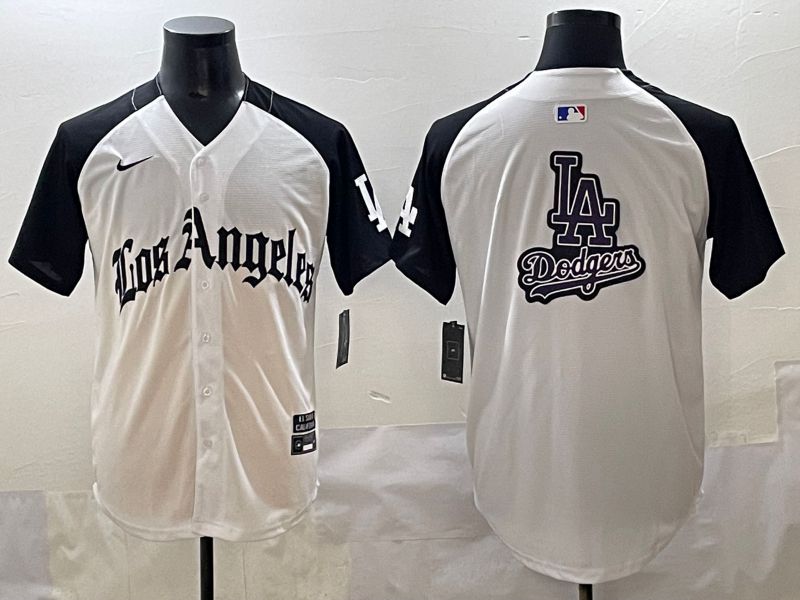 Men 2025 Los Angeles Dodgers Blank White black Five generations Joint Name Nike MLB Jersey style 52621->los angeles dodgers->MLB Jersey